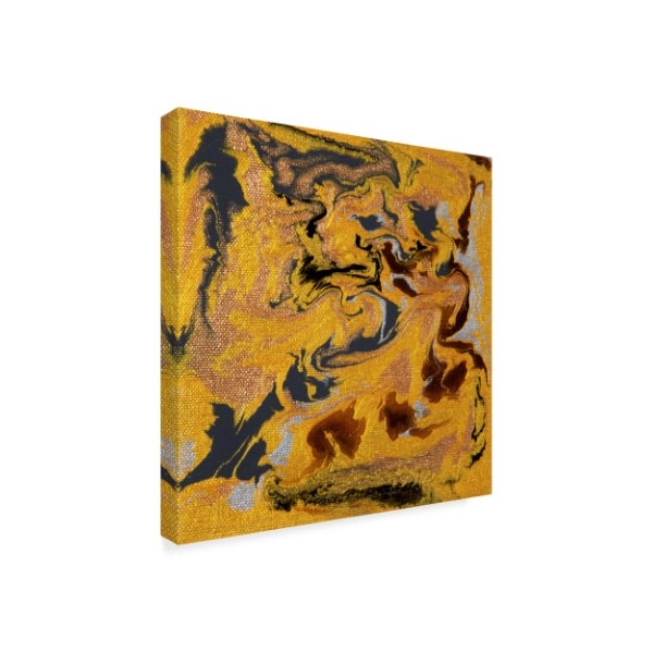 Hilary Winfield 'Liquid Industrial Yellow Black' Canvas Art,24x24